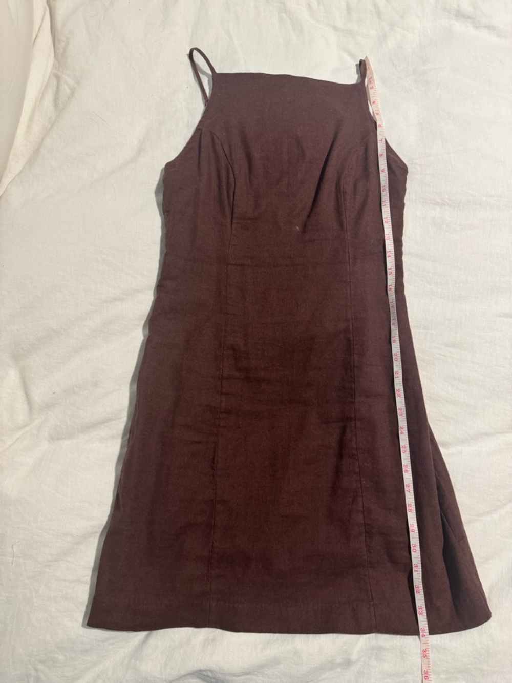 Abercrombie Linen-Blend Boatneck Low Back Mini Dress Size Small Tall - Picture 9 of 9